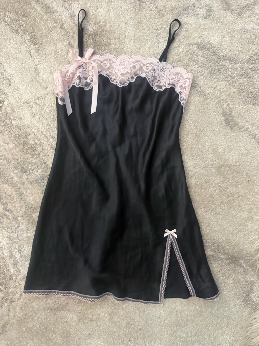 Victoria's Secret Black Dress with Light Pink Lace Trim